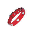 Load image into Gallery viewer, Silver Hearts Red Leather Dog Collar