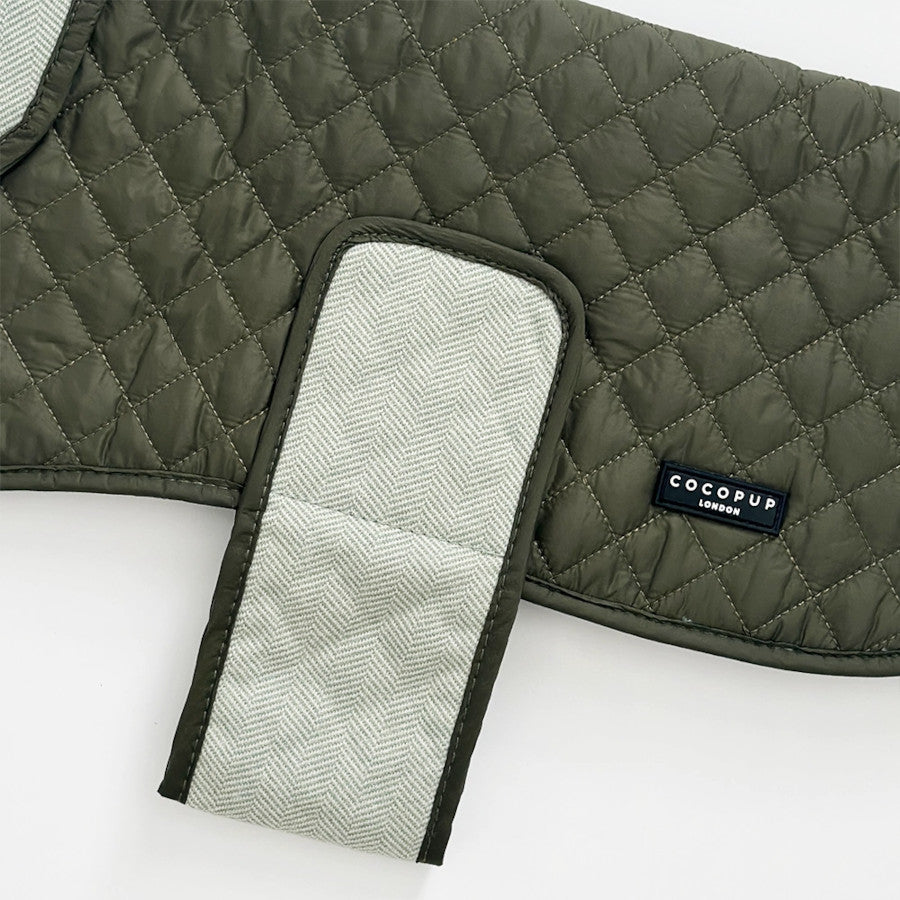 Luxe Quilted Dog Coat Countryside Khaki