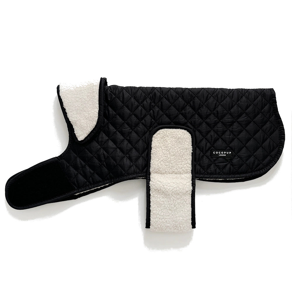 Luxe Quilted Dog Coat Midnight Black