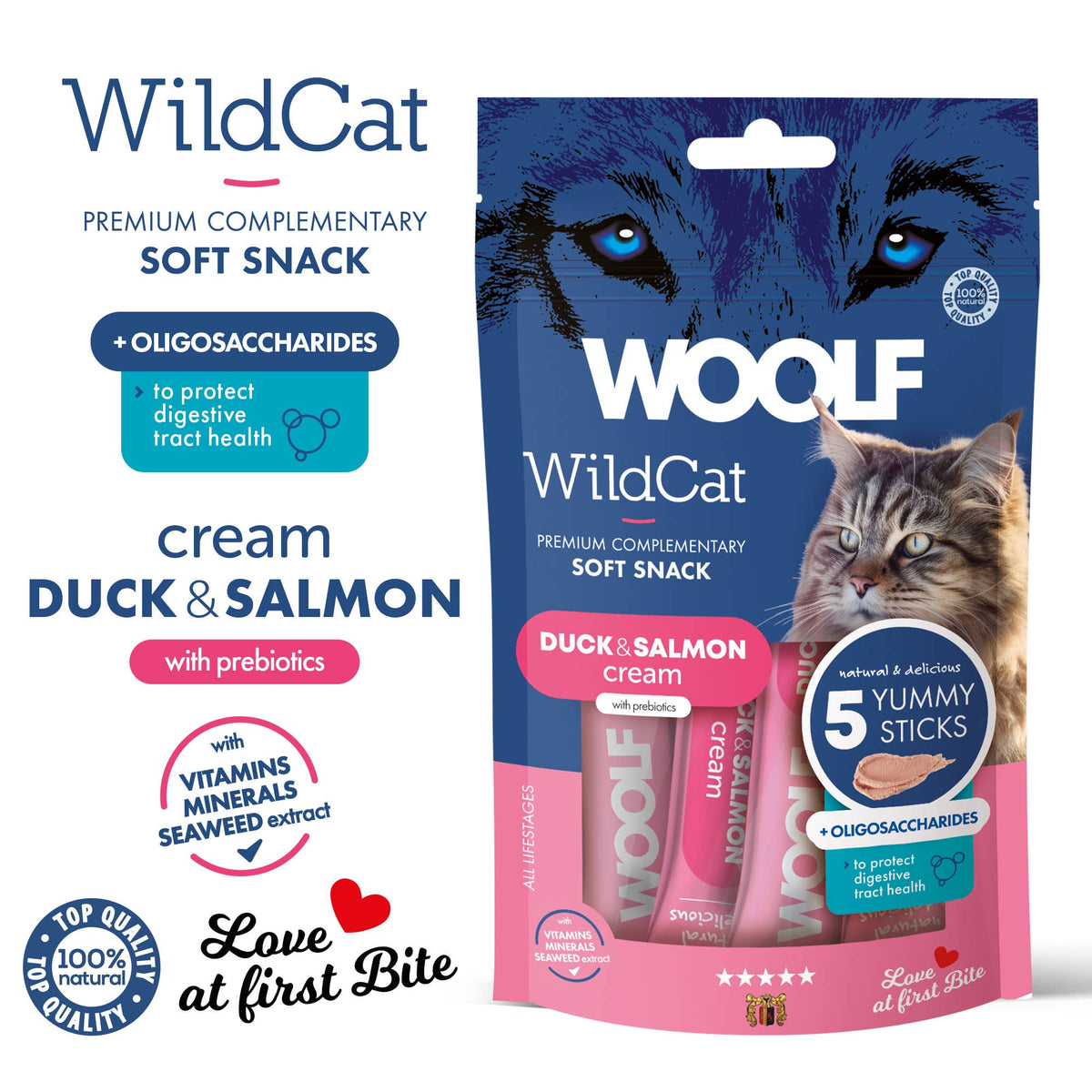 Woolf Wildcat Cream 5 pcs - Duck & Salmon