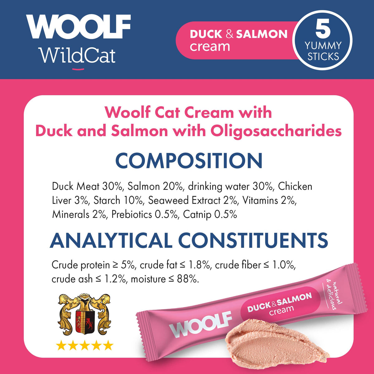 Woolf Wildcat Cream 5 pcs - Duck & Salmon