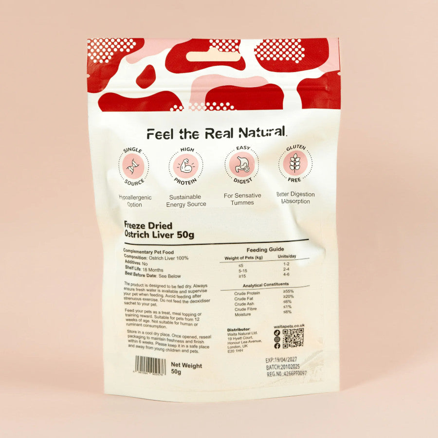 Waita Freeze Dried Ostrich Liver 50g
