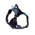 Load image into Gallery viewer, A dark navy blue dog harness with silver metal hardware,
