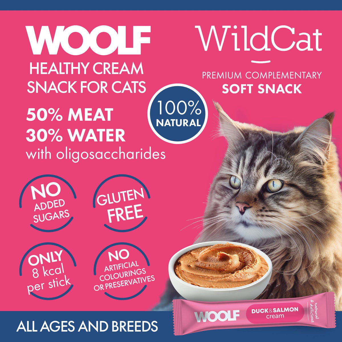 Woolf Wildcat Cream 5 pcs - Duck & Salmon