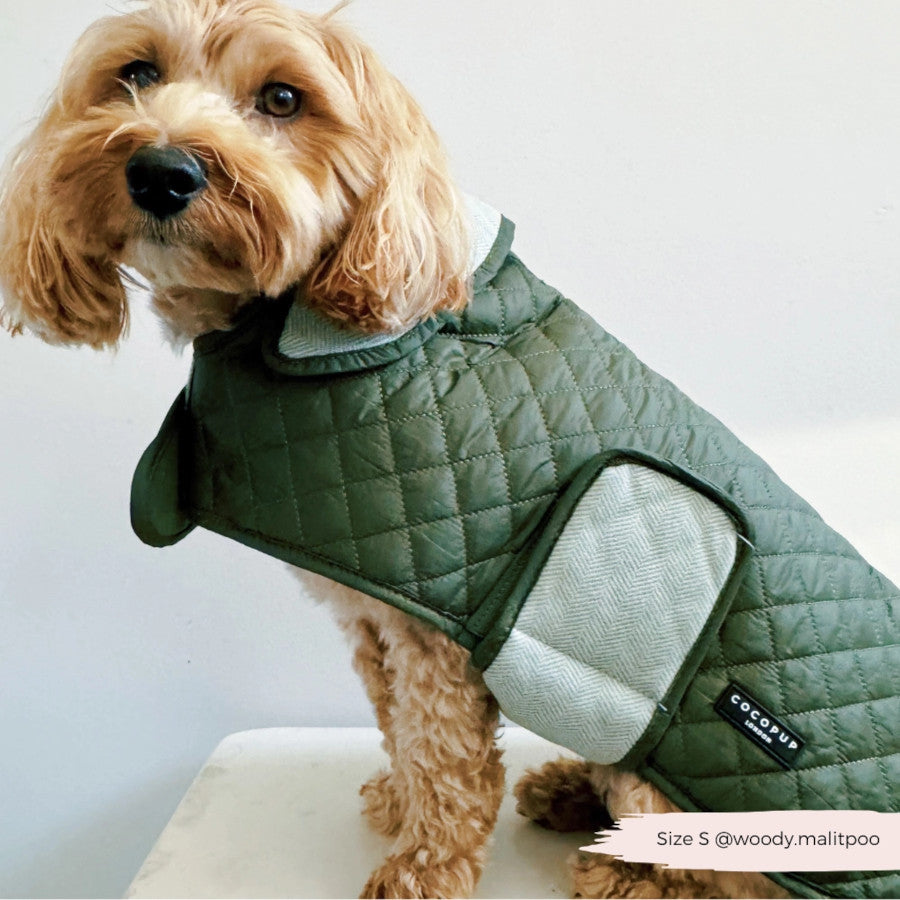 Luxe Quilted Dog Coat Countryside Khaki