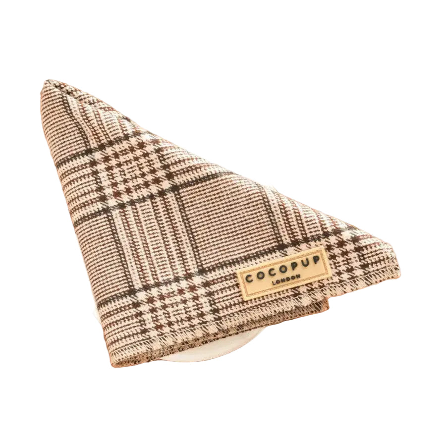 Plaid dog bandana with cocoup London logo