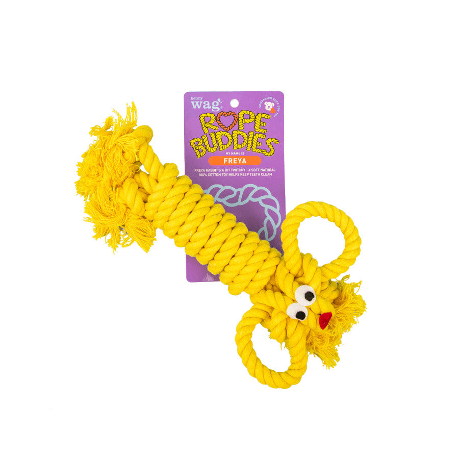Rope Buddy Toy Yellow Rabbit Small