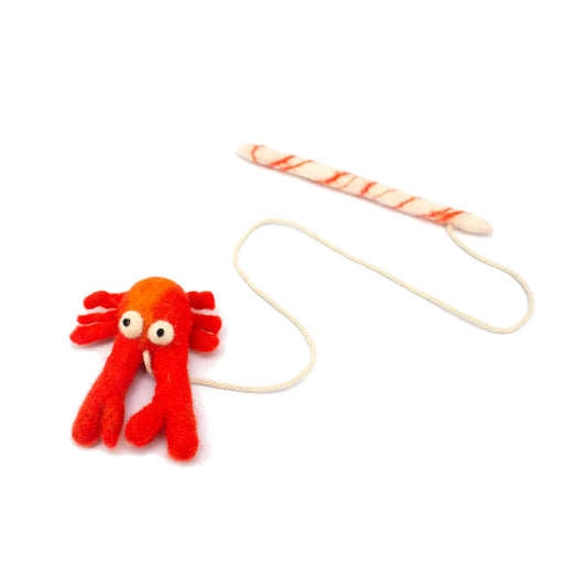 Clawdia Crab Felted Cat Toy