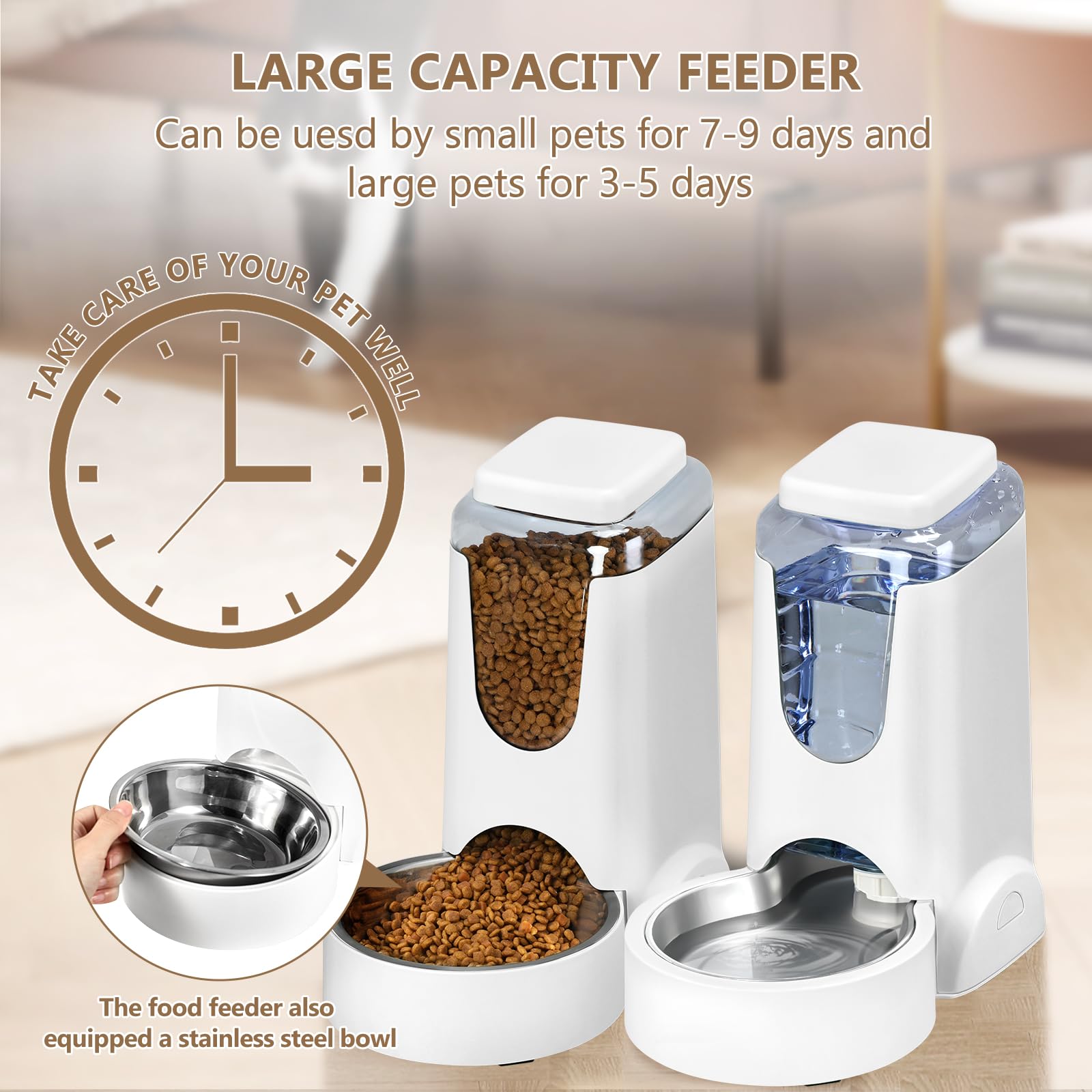 HWONMTE Automatic Cat Feeder & Water Dispenser