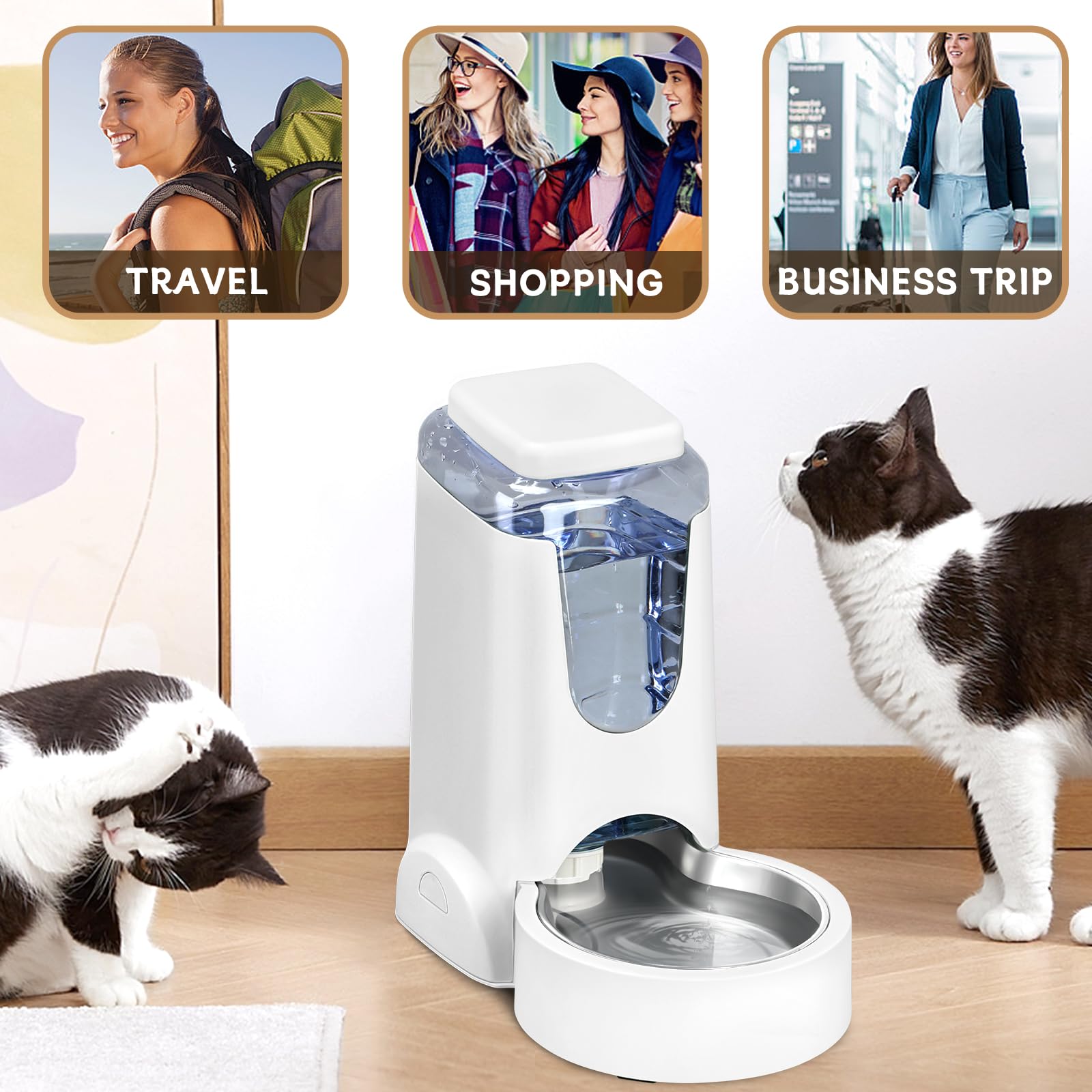 HWONMTE Automatic Cat Feeder & Water Dispenser