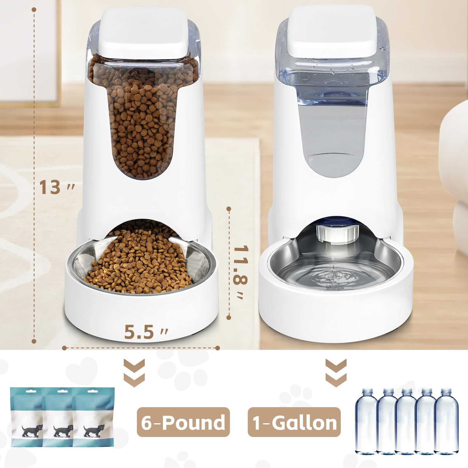 HWONMTE Automatic Cat Feeder & Water Dispenser