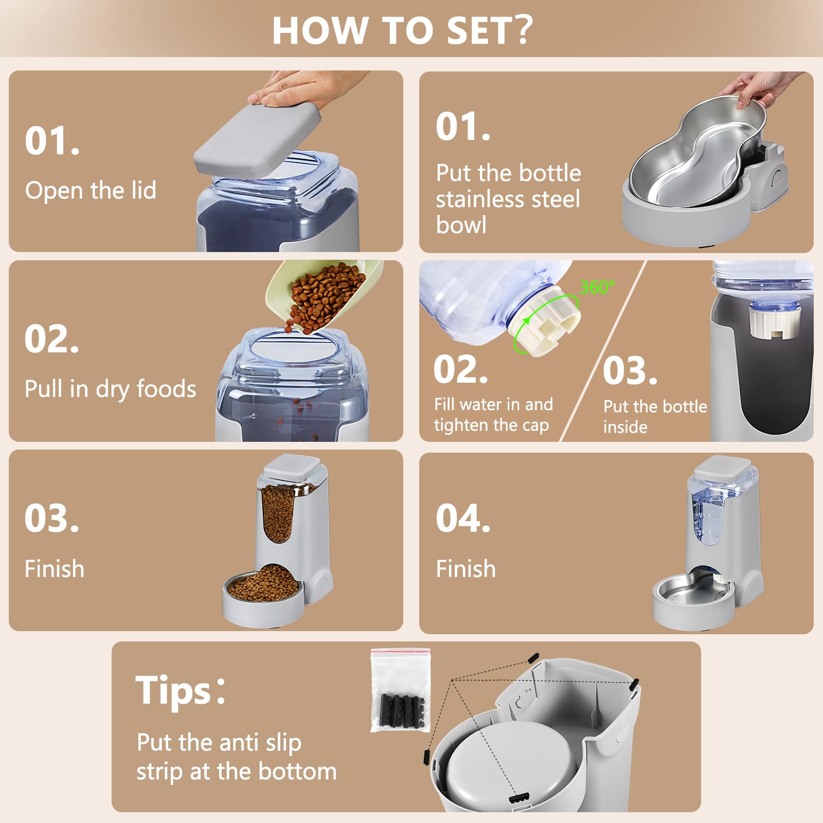 HWONMTE Automatic Cat Feeder & Water Dispenser