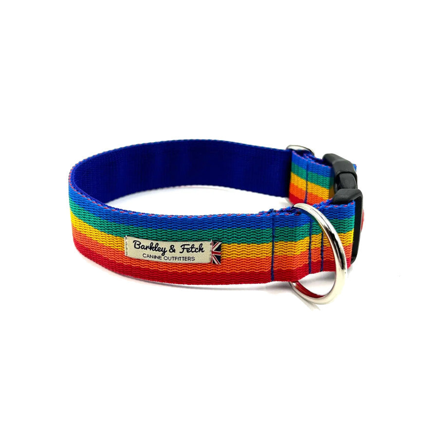 Rainbow Webbing Wide Dog Collar