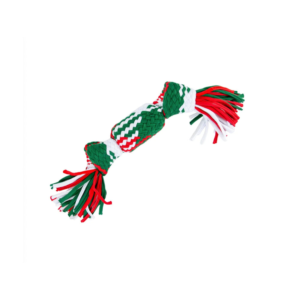 Squeaky Christmas Cracker Rope Dog Toy